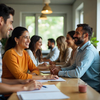 Founders collaborating in modern workspace